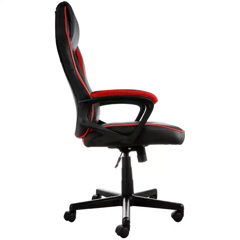 High Back Adjustable Faux Leather Office Chair with Mesh & Fabric