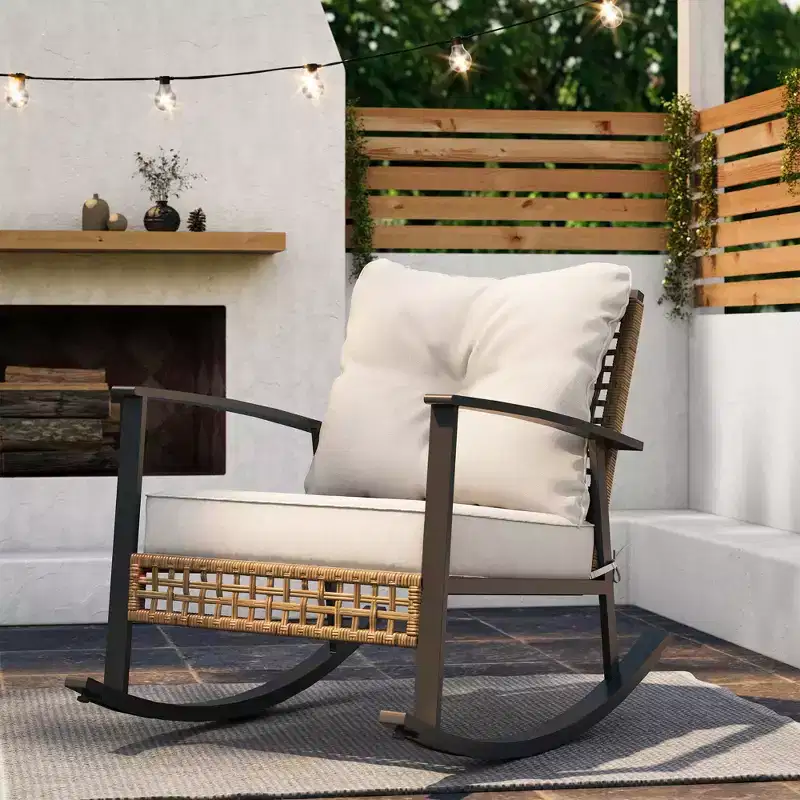 LAUSAINT HOME Wicker Outdoor Rocking Chair2-piece/ 1-piece