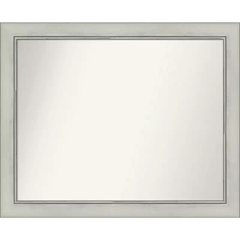 32" x 26" Silver Patina Wall Mirror: Modern Rectangle, Includes Mounting Hardware