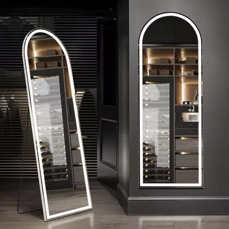 JIONJOY LED Light Arched Frameless Full Length Mirror with 3 Colors