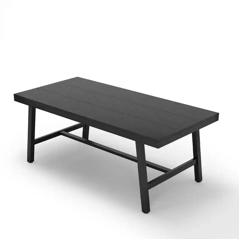 Black 71 Large Dining Table, Wood Top with Sturdy Metal Frame, Dining Table, Table for People 6-8 Kitchen Dining Room Home Gatherings