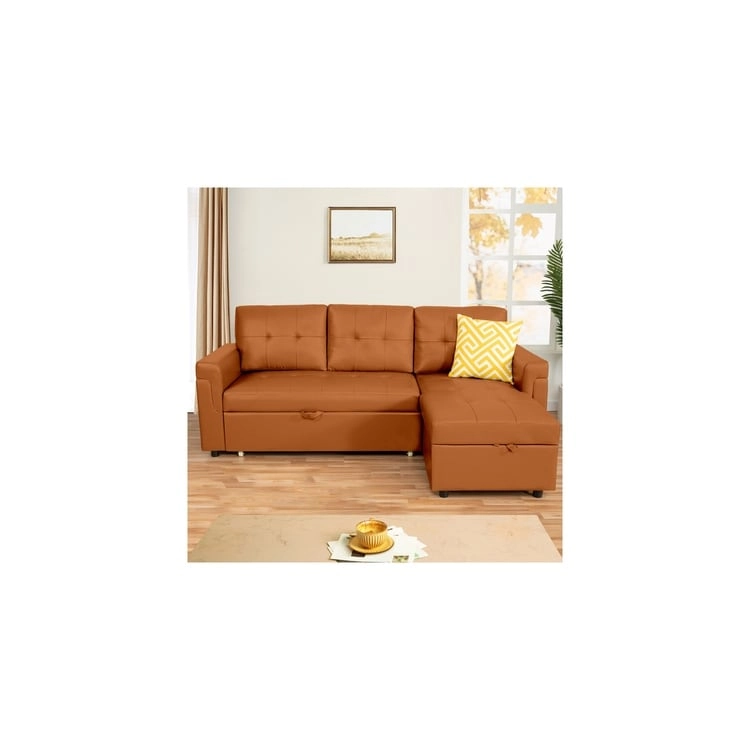 Reversible L-Shape Sleeper Sectional Sofa with Storage, Modern Convertible Sofa Bed for Living Room