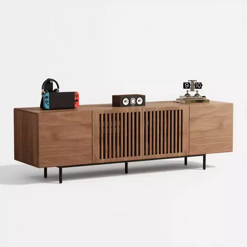 Contemporary 70.87-inch Walnut TV Stand Multifunctional Entertainment Center for Living Room & Bedroom