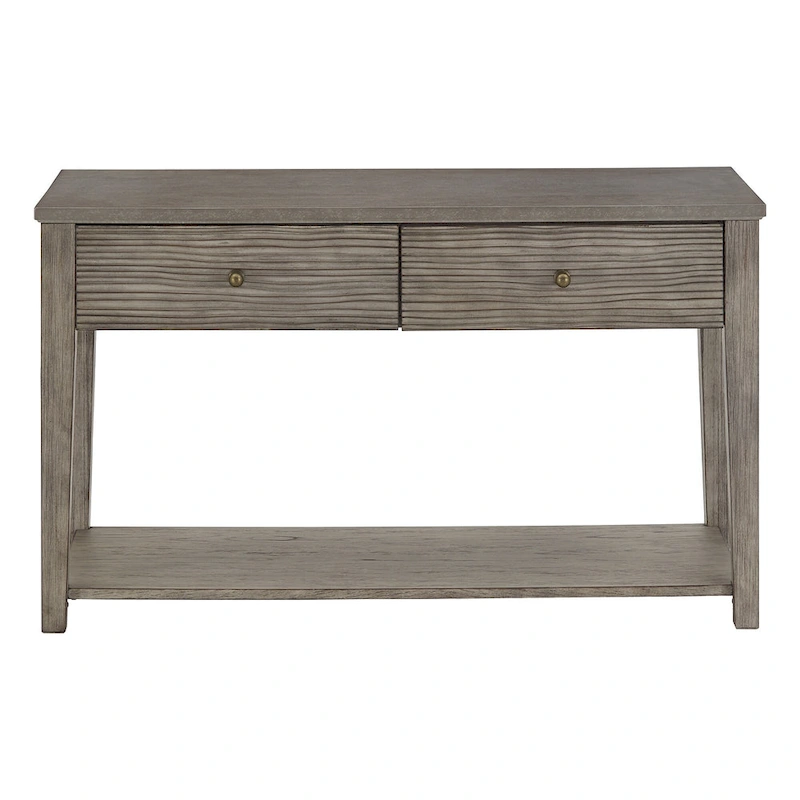 Coober Antique Grey Finish Grey Fiber Cement Sofa Table with Shelf by iNSPIRE Q Modern