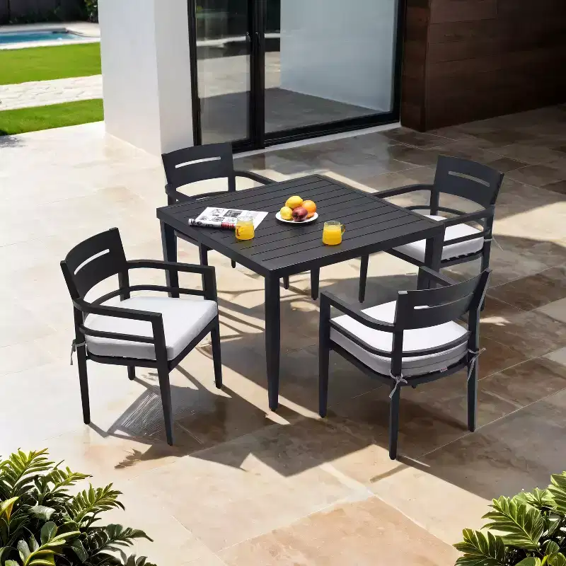 Christopher Knight Home Outdoor 5pcs Aluminum 40 Square Dining Set with Sunbrella Fabric