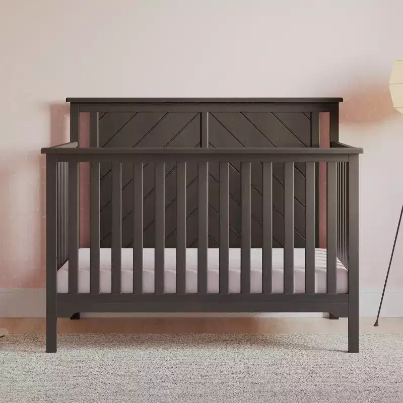 Child Craft Hampton Flat 4-in-1 Convertible Crib, Converts to Day Bed, Toddler & Full Size Bed, 3 Mattress Positions, Baby Safe Finish