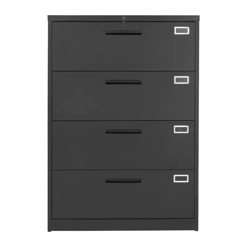 VEVOR 4 Drawers Metal File Cabinet, Vertical Filing Cabinet with Lock and Adjustable Hanging Rod, Tall Filing Storage Cabinets, Black
