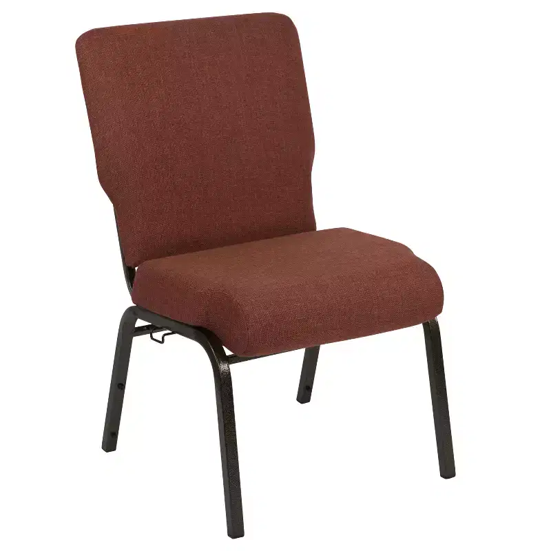 Stacking Padded Auditorium Chair - Cinnamon Fabric, Gold Vein Frame