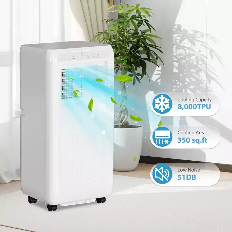 Acekool 8,000 BTU Portable Air Conditioner, 3-in-1 Cooling Fan Dehumidifier, Remote Control, 24H Timer for Rooms up to 350 Sq Ft