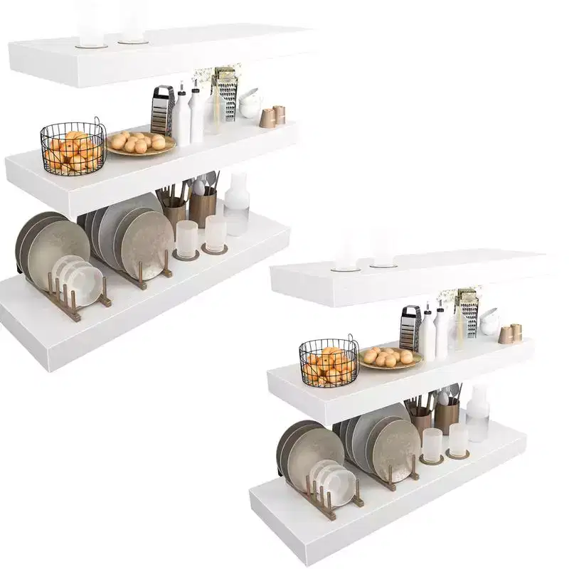 6 PCS Floating Shelf Set in Black, Wall Shelves with Hidden Brackets, Floating Wall Shelves, Suitable for Bedrooms, Bathrooms, Living Rooms, Kitchens
