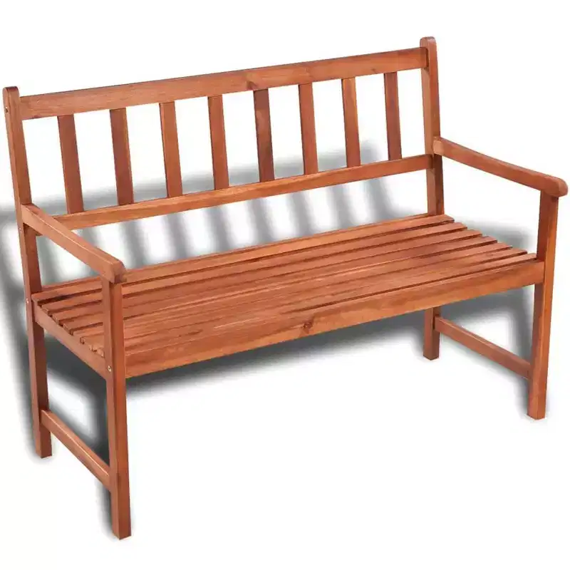 vidaXL Rustic Patio Bench in Solid Acacia Hardwood, 47.2- Comfortable Outdoor Seating with Armrests and Weather-Resistant Finish