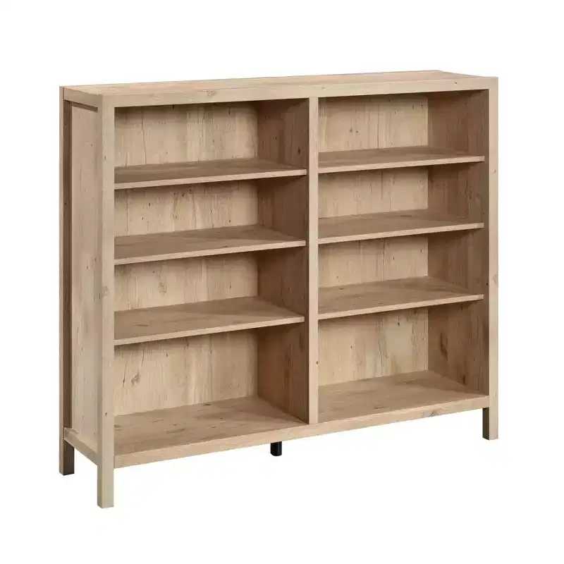 Sauder 47.63"Pacific View Horizontal Bookcase Prime Oak: Adjustable, Laminated, 6-Cubby Storage