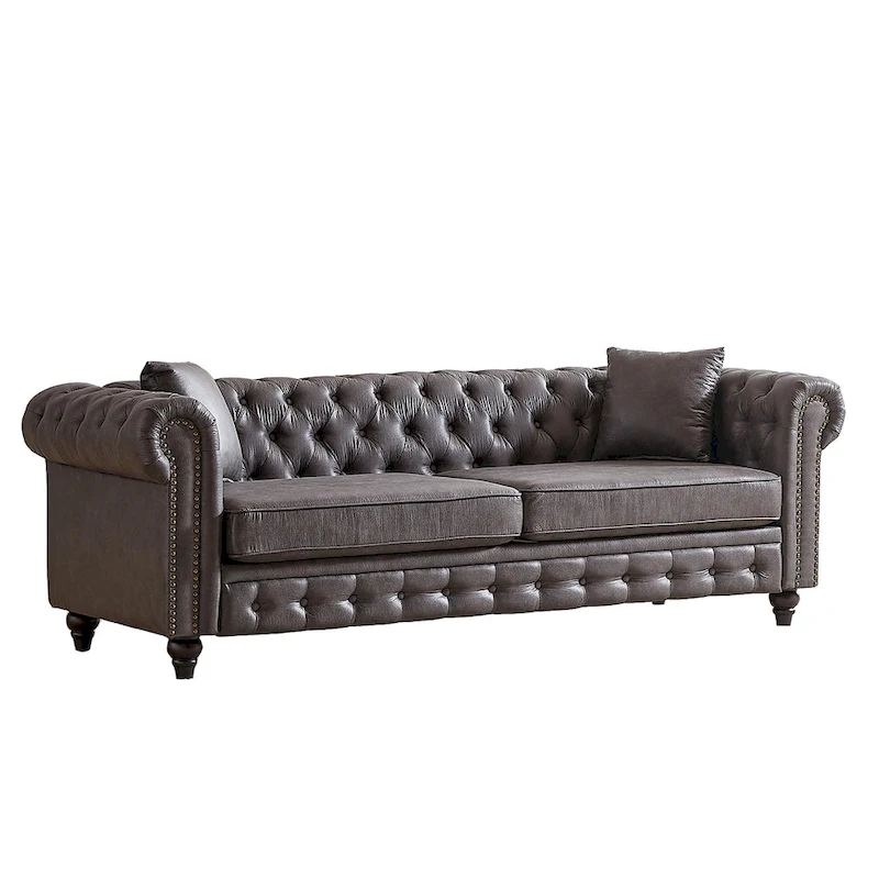 Chesterfield 85.5 Tech Fabric 3-seater Sofa with Cushions