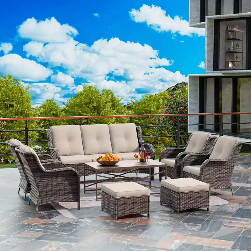UPTIOT 8-Piece Patio Conversation Sofa Set