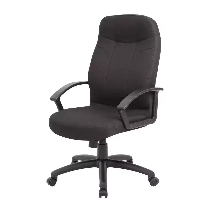 Mid Back Fabric Managers Chair Black - : Ergonomic, Swivel, Adjustable Height, Metal Frame
