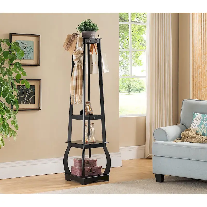 Coat Rack with Storage Shelves