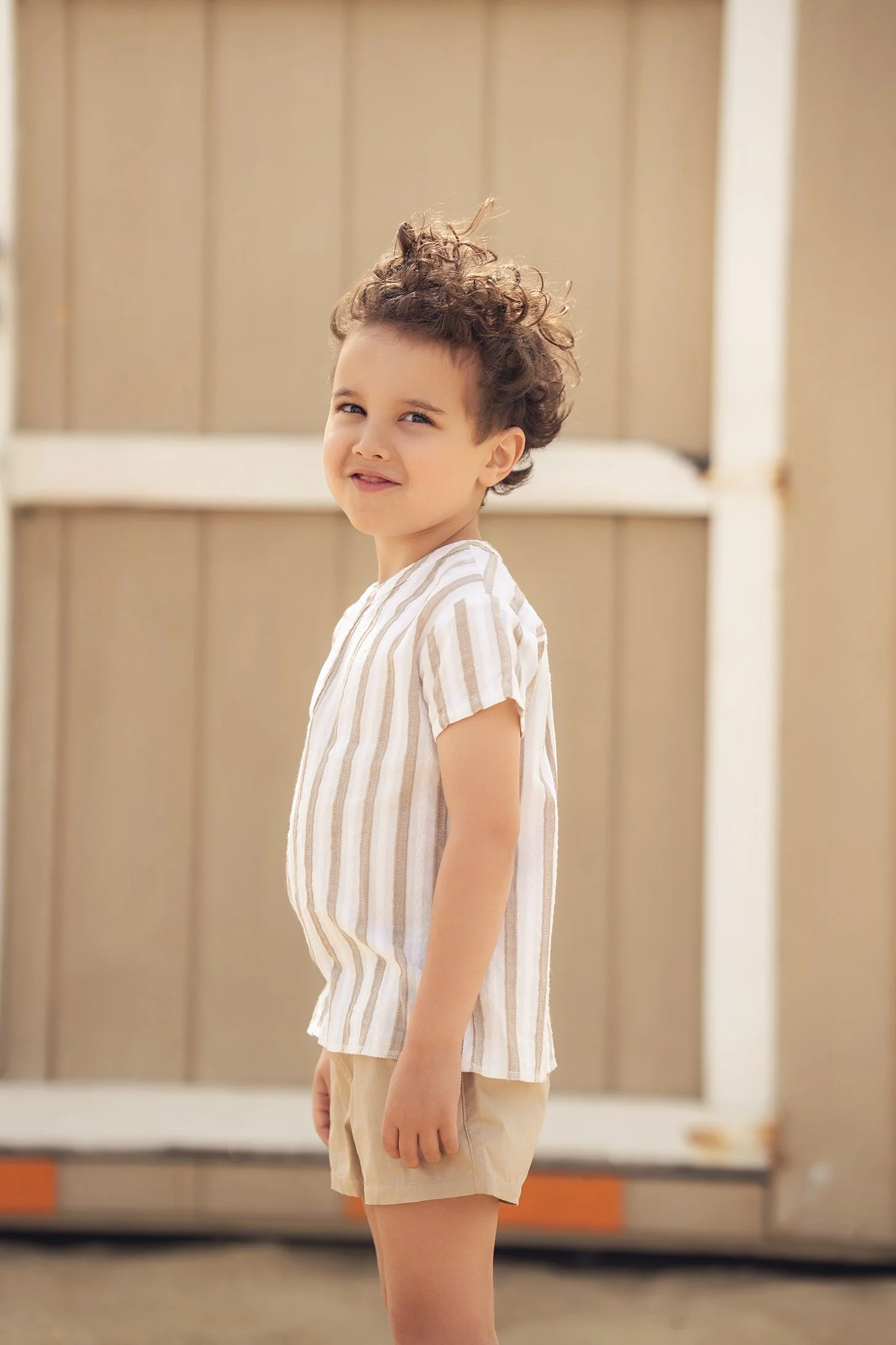 Tan Cotton Dressy Shorts for Boys