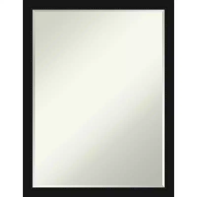 Amanti Art Avon Black Narrow Petite Bevel Bathroom Wall Mirror