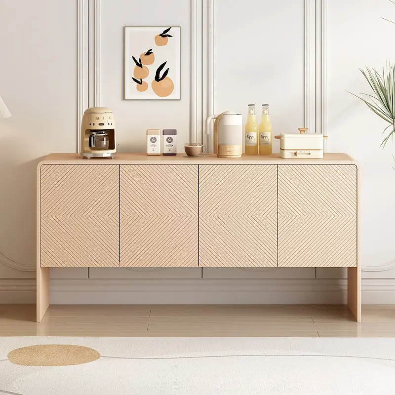 60L 4-Door Sideboard with Adjustable Shelves and Rebound Device
