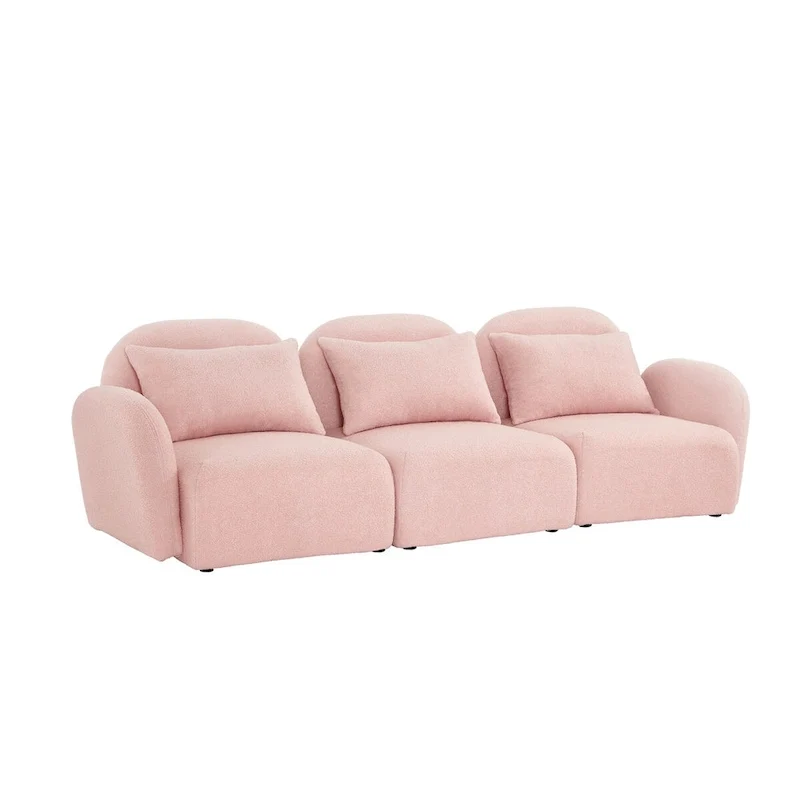 Living Room Furniture Three Seat Lazy Sofa Teddy Fabric White,High quality and durable