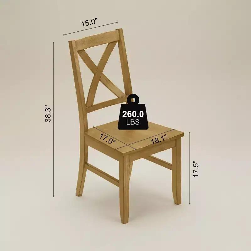 Solid Wood Cross-Back Dining Chair of 18.5 W x 21.4 D x 38.4 H