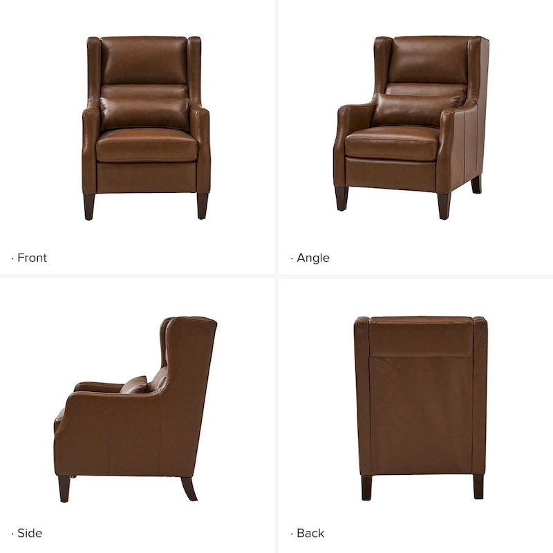 Erich Genuine Leather Wingback Armchair with Pillow by HULALA HOME