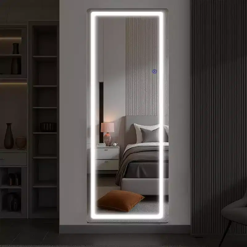 Stand-Alone LED Mirror: Full-Length, Frameless, Aluminum, 160x40x2cm
