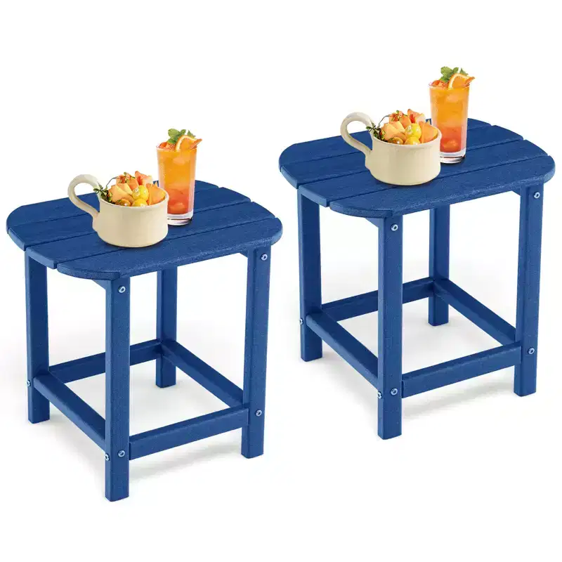 Costway 2 PCS 18 Patio Side Table Weather Resistant Adirondack Table Outdoor Chairside End Tables Waterproof HDPE Navy