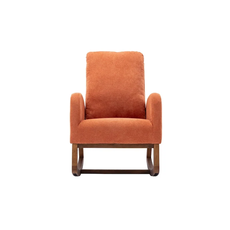 Upholstered Rocking Armchair with High Back