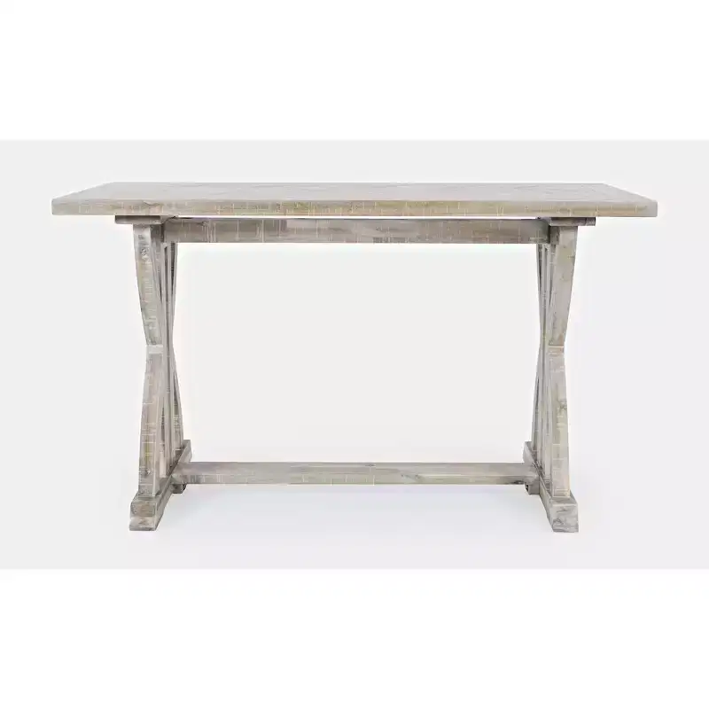 Transitional Herringbone Distressed Acacia Sofa Table - Gray