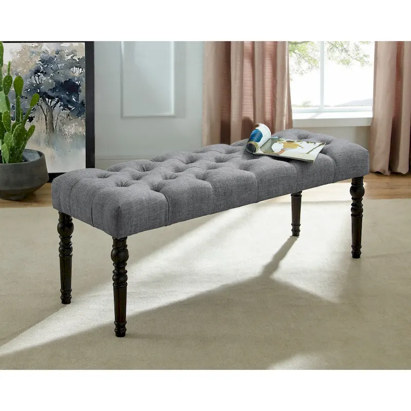 Roundhill Furniture Leviton Upholstered Dark Wash Wood 6-piece Dining Set
