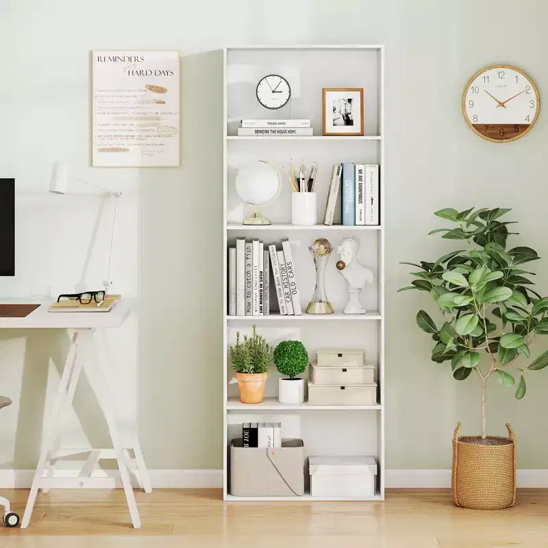 5-Tier Bookshelf Open Bookcase Freestanding Display Shelf Storage Organizer