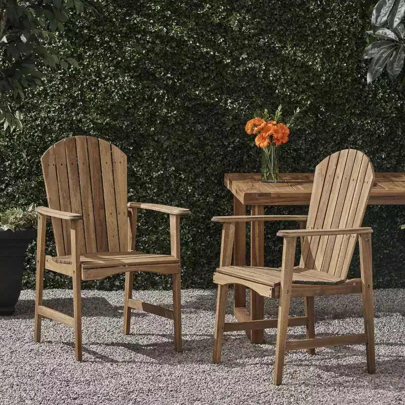 Okak Oversized Patio Folding Adirondack Chair,Set of 2,Premium Acacia Accent Chair Dining Chair for Garden&Backyard,Outdoor Lounge Chair