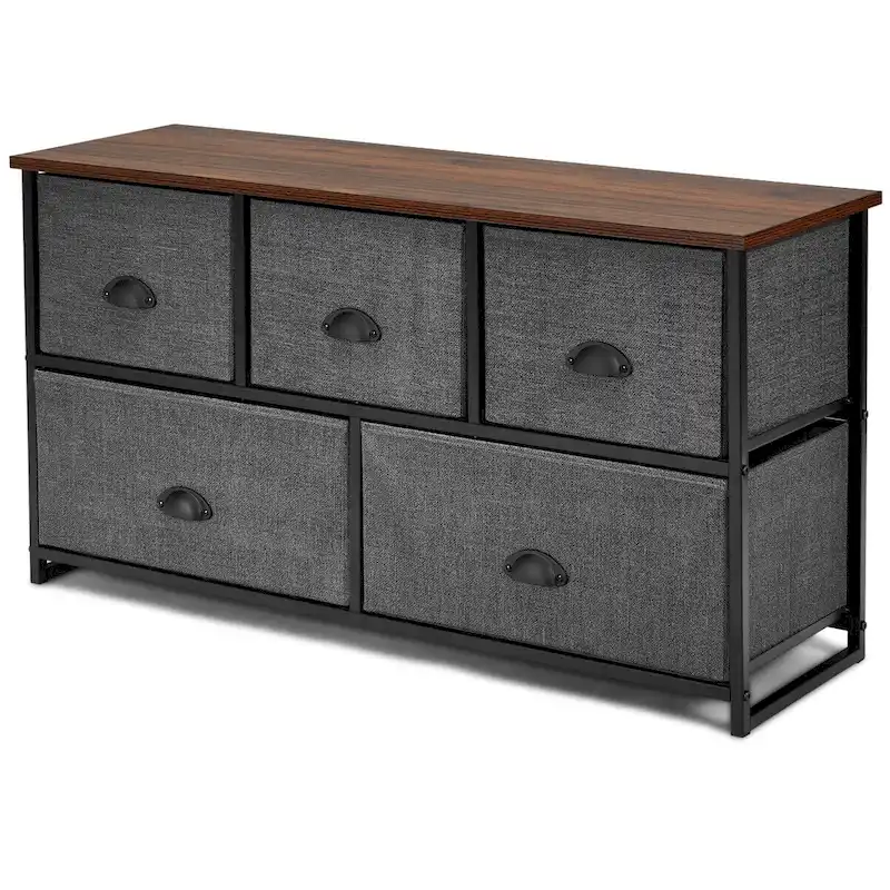 5-Drawer Dresser Storage Unit, Side Table Organizer for Dorm