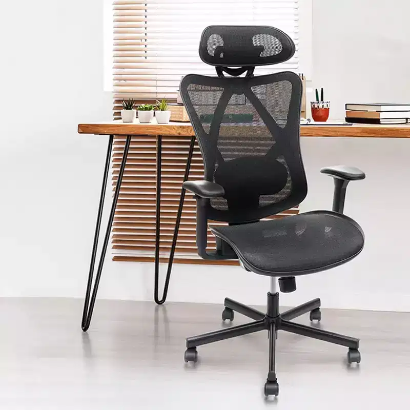 Mesh Ergonomic Office Chair, Computer Chair with Adjustable Lumbar Support, Armrest and Headrest, Criss Cross Chair for Home Office, Black