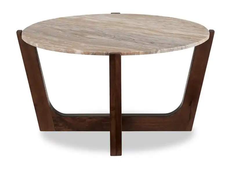 36 Modern Coffee Table with Natural Marble - Warm Brown