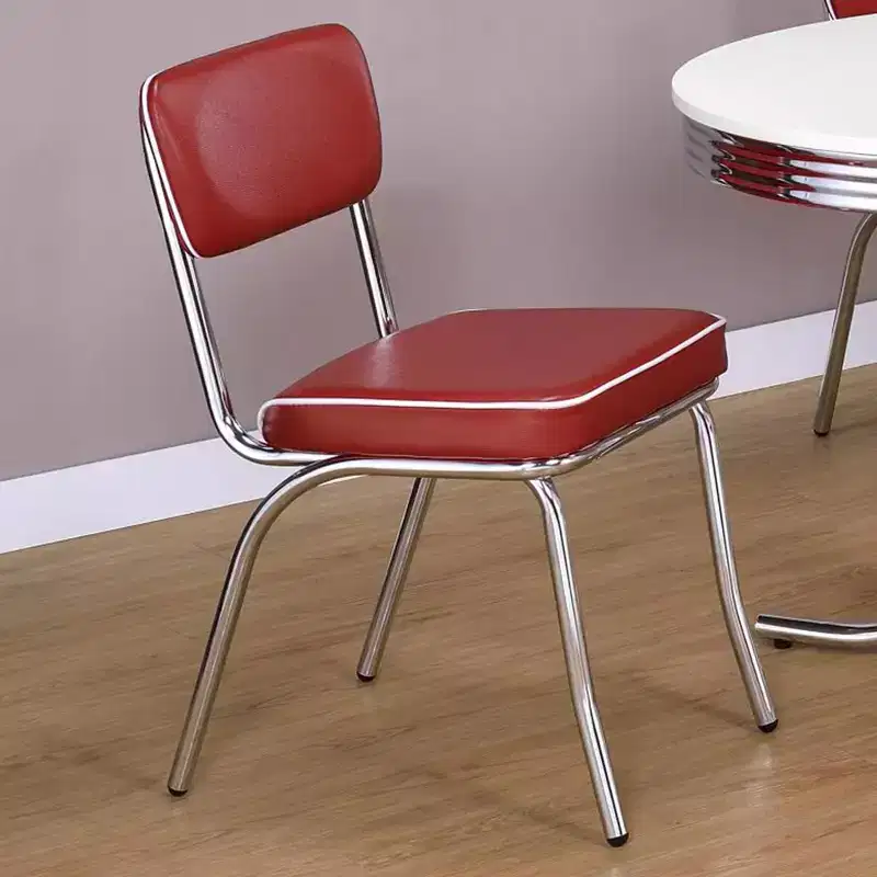 Simple Relax Set of 2 Leatherette and Metal Side Chairs in Red