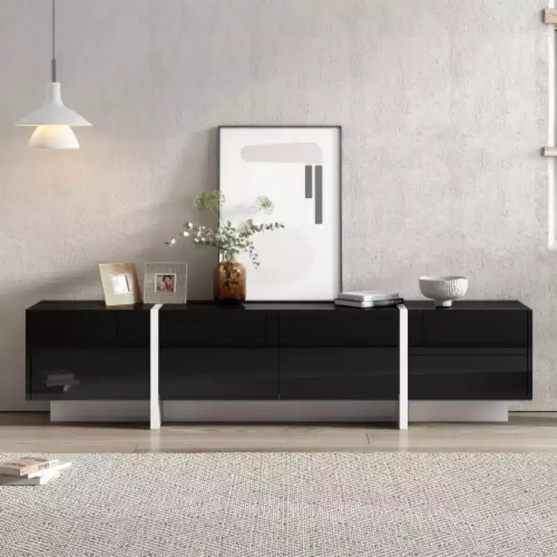 Stylish Living Room TV Stand: 80, White/Black, UV Protected