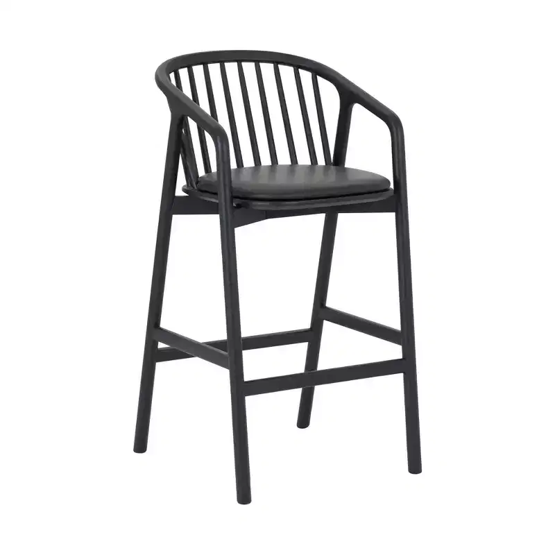 Armen Living Echo Wood and Faux Leather Barstool