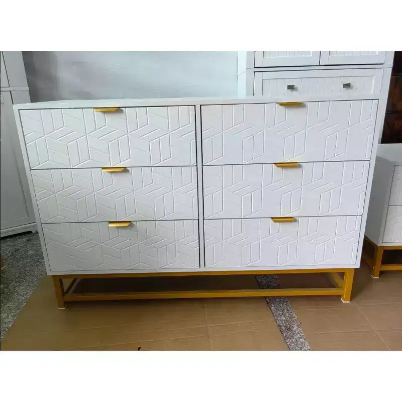 6-Drawer Dresser with Faceted Panels (MDF + U7 Lacquer Finish)