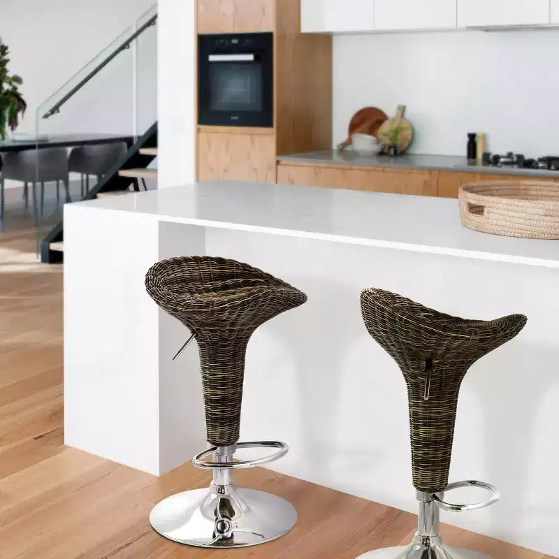 Brown & Chrome Round Swivel Barstool, Set of 2 (1-Person)