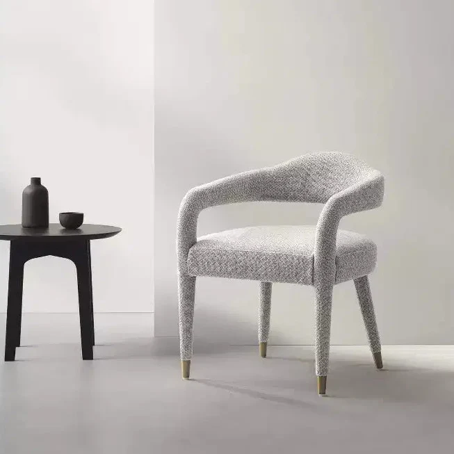 Modern Tweed Upholstered Dining Armchair