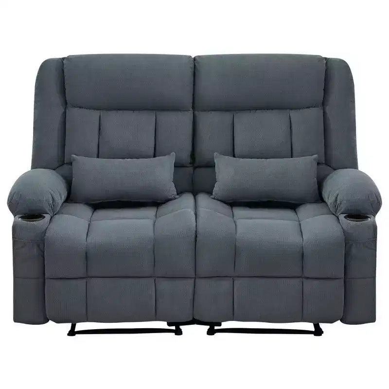 61.81 in. Wide Pillow Top Arm Fabric Rectangle Reclining Sofa