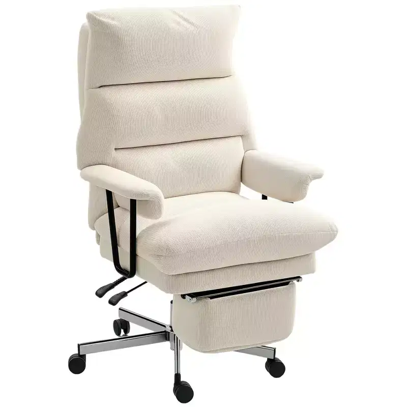 HOMCOM Large Overstuffed Office Chair, High Back Desk Chair with Lumbar Support, Footrest, Swivel Wheels, Reclining Computer Chair
