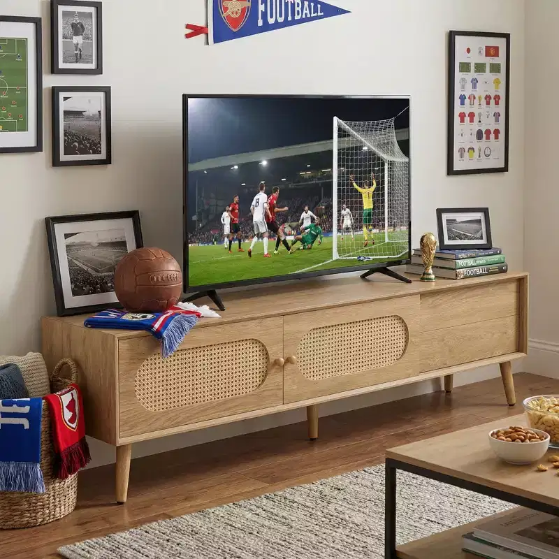 70.80 inch TV Stand for TVs up to 80'' , Modern Farmhouse Media Console, Entertainment Center with Solid Wood Legs, TV for Living Room