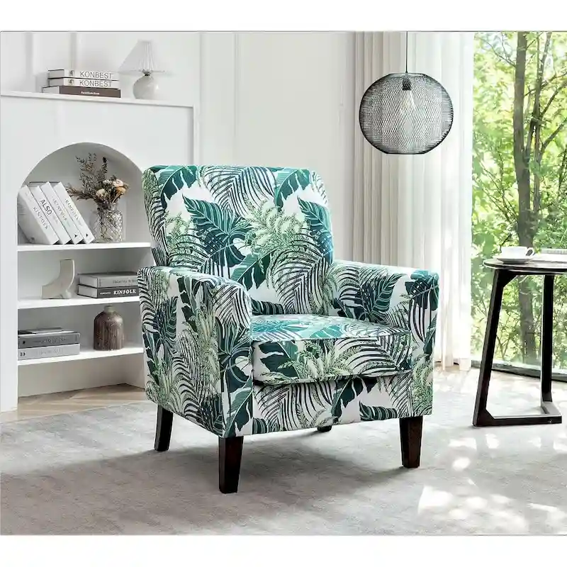 Modern Accent Armchair with Birch Wood Frame and Microfiber Upholstery