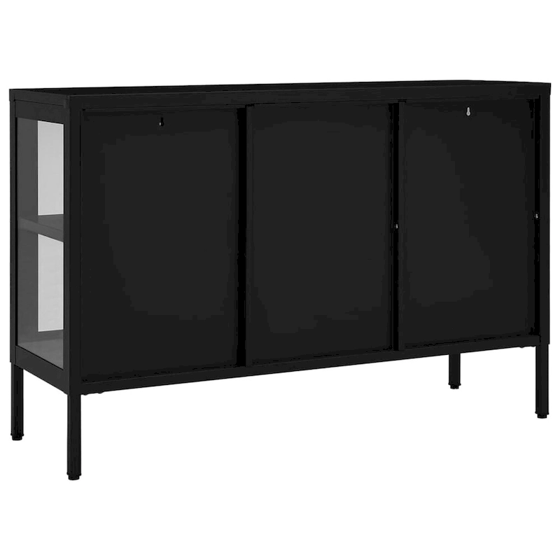 vidaXL Sideboard Black 41.3x13.8x27.6 Steel and Glass