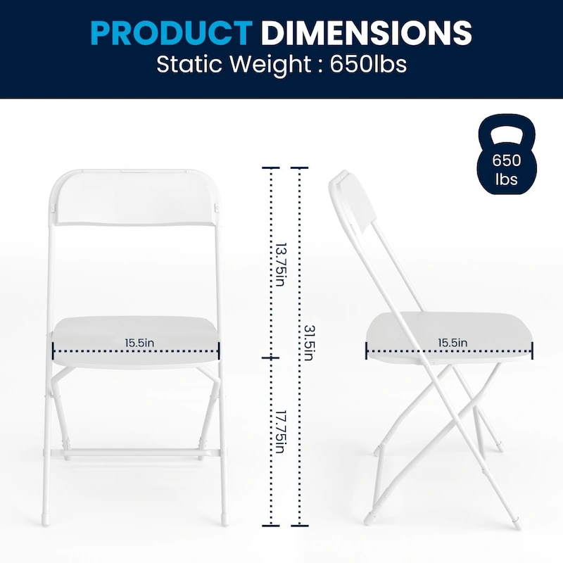Plastic Folding Chair - 650LB Weight Capacity - Event Chair