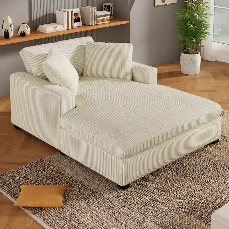 Beige 53.5 Chaise Lounge Chair
