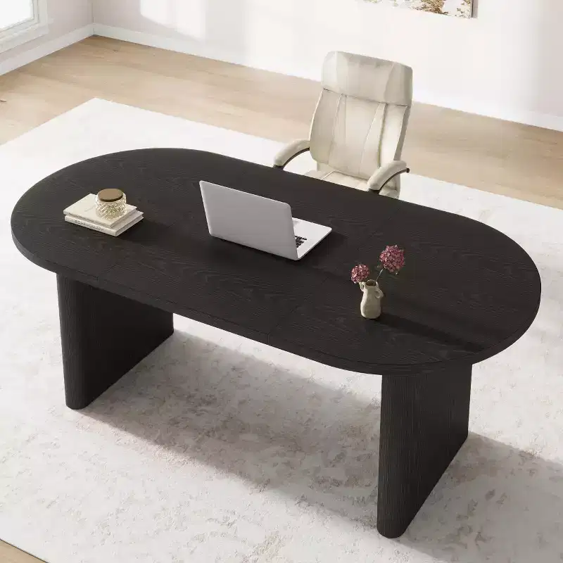 Large Multipurpose Dining Table & Office Desk, Thickened Wood Top, Seats 6-10, 70.9